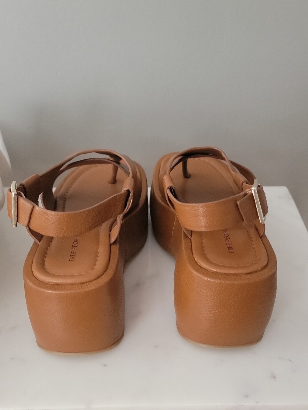 Free People Brown Leather Platform Thong Sandals - Picture 7 of 10